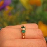 Ellibelle Jewellery VICTORIAN EMERALD GREEN PASTE & DIAMOND 18CT GOLD RING