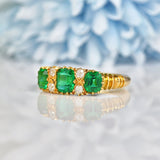 Ellibelle Jewellery VICTORIAN EMERALD GREEN PASTE & DIAMOND 18CT GOLD RING