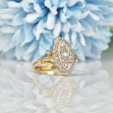 Ellibelle Jewellery VICTORIAN STYLE DIAMOND 9CT GOLD NAVETTE CLUSTER RING