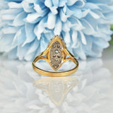 Ellibelle Jewellery VICTORIAN STYLE DIAMOND 9CT GOLD NAVETTE CLUSTER RING