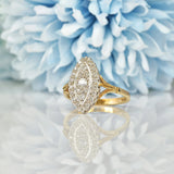 Ellibelle Jewellery VICTORIAN STYLE DIAMOND 9CT GOLD NAVETTE CLUSTER RING