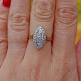 Ellibelle Jewellery VICTORIAN STYLE DIAMOND 9CT GOLD NAVETTE CLUSTER RING