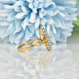 Ellibelle Jewellery VICTORIAN STYLE DIAMOND 9CT GOLD NAVETTE CLUSTER RING