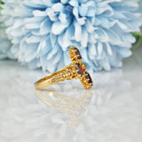 Ellibelle Jewellery VICTORIAN STYLE GARNET 9CT GOLD DRESS RING
