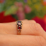 Ellibelle Jewellery Victorian Style Garnet 9ct Gold Five Stone Ring