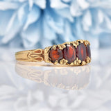 Ellibelle Jewellery Victorian Style Garnet 9ct Gold Five Stone Ring