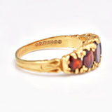 Ellibelle Jewellery Victorian Style Garnet 9ct Gold Five Stone Ring