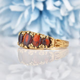 Ellibelle Jewellery Victorian Style Garnet 9ct Gold Five Stone Ring