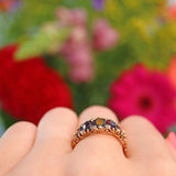 Ellibelle Jewellery Victorian Style Garnet 9ct Gold Five Stone Ring