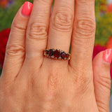 Ellibelle Jewellery Victorian Style Garnet 9ct Gold Five Stone Ring