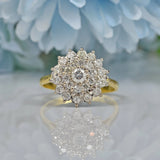 VINTAGE 1.00CT DIAMOND 18CT GOLD CLUSTER DRESS RING