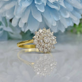 VINTAGE 1.00CT DIAMOND 18CT GOLD CLUSTER DRESS RING
