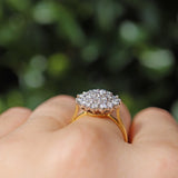 VINTAGE 1.00CT DIAMOND 18CT GOLD CLUSTER DRESS RING
