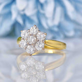 Ellibelle Jewellery Vintage 1 Carat Diamond 18ct Gold Daisy Cluster Ring