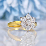 Ellibelle Jewellery Vintage 1 Carat Diamond 18ct Gold Daisy Cluster Ring