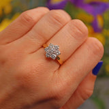 Ellibelle Jewellery Vintage 1 Carat Diamond 18ct Gold Daisy Cluster Ring