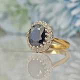 Ellibelle Jewellery VINTAGE 18CT GOLD SAPPHIRE & DIAMOND CLUSTER RING