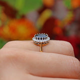 Ellibelle Jewellery VINTAGE 18CT GOLD SAPPHIRE & DIAMOND CLUSTER RING