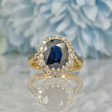 Ellibelle Jewellery VINTAGE 18CT GOLD SAPPHIRE & DIAMOND CLUSTER RING
