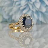 Ellibelle Jewellery VINTAGE 18CT GOLD SAPPHIRE & DIAMOND CLUSTER RING
