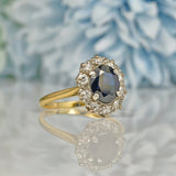 Ellibelle Jewellery VINTAGE 18CT GOLD SAPPHIRE & DIAMOND CLUSTER RING