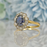 Ellibelle Jewellery VINTAGE 18CT GOLD SAPPHIRE & DIAMOND CLUSTER RING