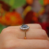 Ellibelle Jewellery VINTAGE 18CT GOLD SAPPHIRE & DIAMOND CLUSTER RING