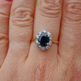 Ellibelle Jewellery VINTAGE 18CT GOLD SAPPHIRE & DIAMOND CLUSTER RING