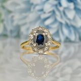 Ellibelle Jewellery VINTAGE 18CT GOLD SAPPHIRE & DIAMOND CLUSTER RING