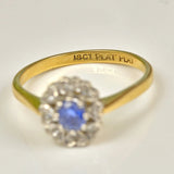 Ellibelle Jewellery VINTAGE 18CT GOLD SAPPHIRE & DIAMOND CLUSTER RING