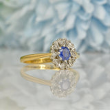 Ellibelle Jewellery VINTAGE 18CT GOLD SAPPHIRE & DIAMOND CLUSTER RING