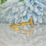 Ellibelle Jewellery VINTAGE 18CT GOLD SAPPHIRE & DIAMOND CLUSTER RING