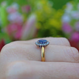 Ellibelle Jewellery VINTAGE 18CT GOLD SAPPHIRE & DIAMOND HALO RING