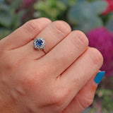 Ellibelle Jewellery Vintage 1940s Natural Sapphire & Diamond Cluster Ring