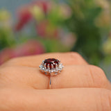 Ellibelle Jewellery Vintage 1950s Garnet & Diamond White Gold Cluster Ring