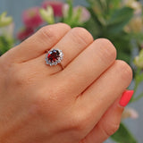 Ellibelle Jewellery Vintage 1950s Garnet & Diamond White Gold Cluster Ring