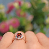 Ellibelle Jewellery Vintage 1950s Garnet & Diamond White Gold Cluster Ring