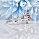 Ellibelle Jewellery Vintage 1950s Garnet & Diamond White Gold Cluster Ring