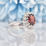 Ellibelle Jewellery Vintage 1950s Garnet & Diamond White Gold Cluster Ring