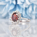 Ellibelle Jewellery Vintage 1950s Garnet & Diamond White Gold Cluster Ring