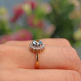 Ellibelle Jewellery Vintage 1960s Blue Zircon & Diamond 18ct Gold Cluster Ring