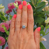 Ellibelle Jewellery Vintage 1960s Blue Zircon & Diamond 18ct Gold Cluster Ring