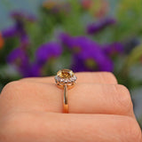 Ellibelle Jewellery Vintage 1960s Citrine & Diamond 18ct Gold Cluster Ring