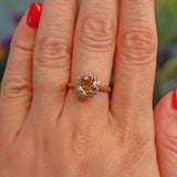 Ellibelle Jewellery Vintage 1960s Citrine & Diamond 18ct Gold Cluster Ring