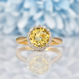 Ellibelle Jewellery Vintage 1960s Citrine & Diamond 18ct Gold Cluster Ring