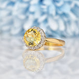 Ellibelle Jewellery Vintage 1960s Citrine & Diamond 18ct Gold Cluster Ring