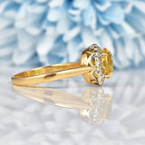 Ellibelle Jewellery Vintage 1960s Citrine & Diamond 18ct Gold Cluster Ring