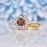 Ellibelle Jewellery Vintage 1960s Garnet & Diamond 18ct Gold Cluster Ring