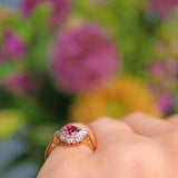 Ellibelle Jewellery Vintage 1960s Ruby & Diamond 18ct Gold Cluster Ring