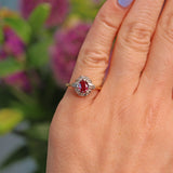 Ellibelle Jewellery Vintage 1960s Ruby & Diamond 18ct Gold Cluster Ring